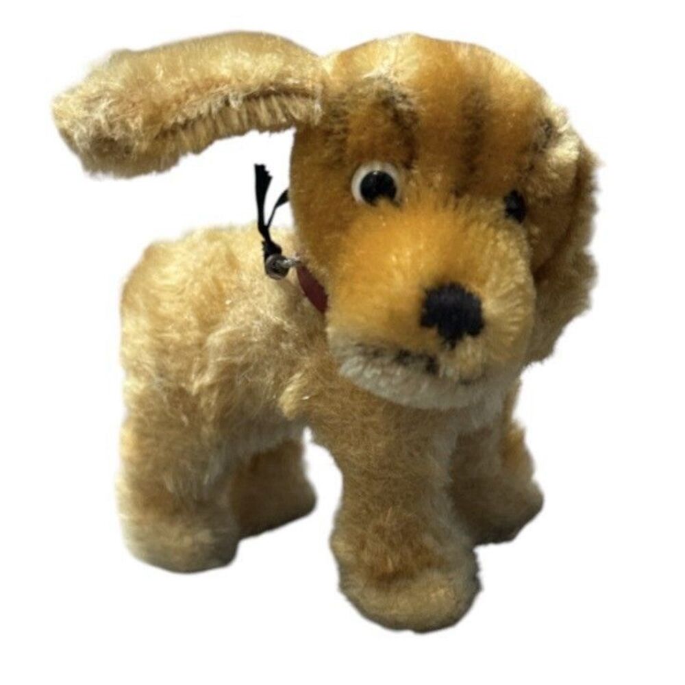 Vintage Golden Stuffed Steiff Standing Cocker Spaniel with Ear tag Toy Ornament